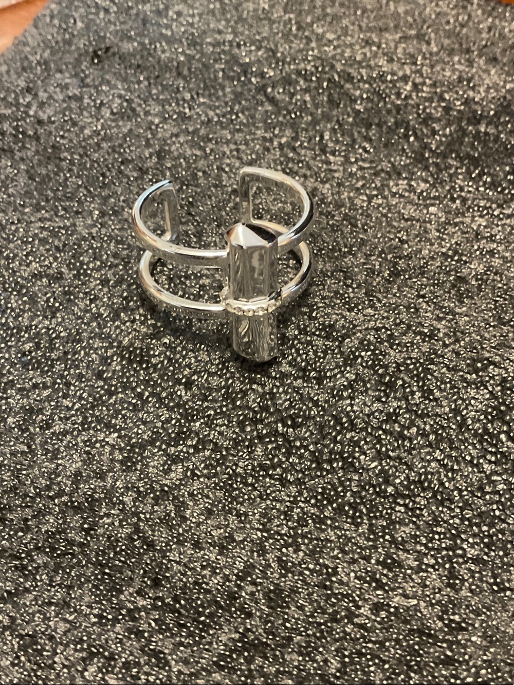 Stella & Dot Silver Textured Double-Band Ring